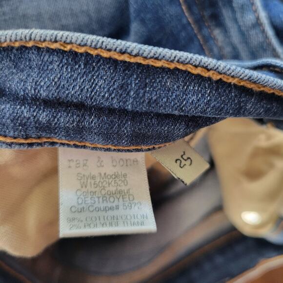 Rag & Bone Destroyed Wash Mid Rise Skinny Jeans 25 - Picture 12 of 12